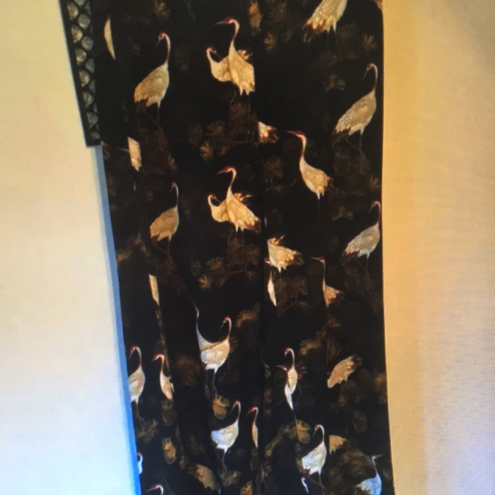 Elegant Black Crane Print Skirt